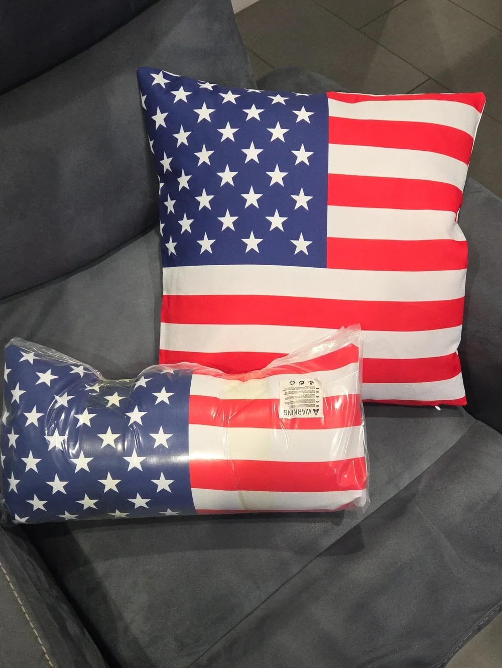 2 American Flag Decorative Throw Pillows - Red, White & Blue